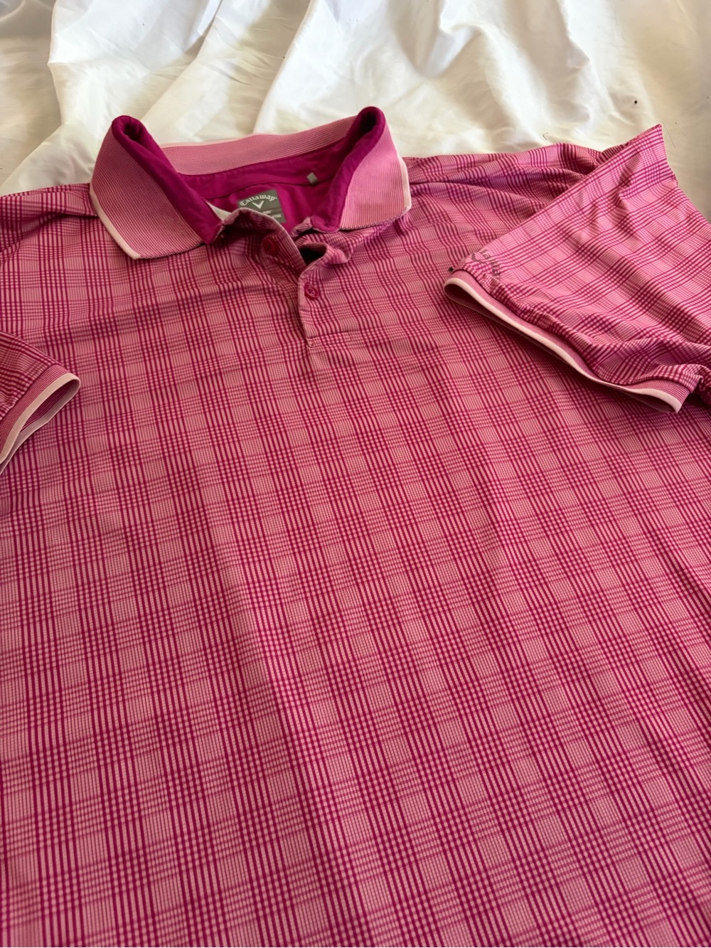 Callaway Pink Plaid Performance Polo Shirt  Size 4X